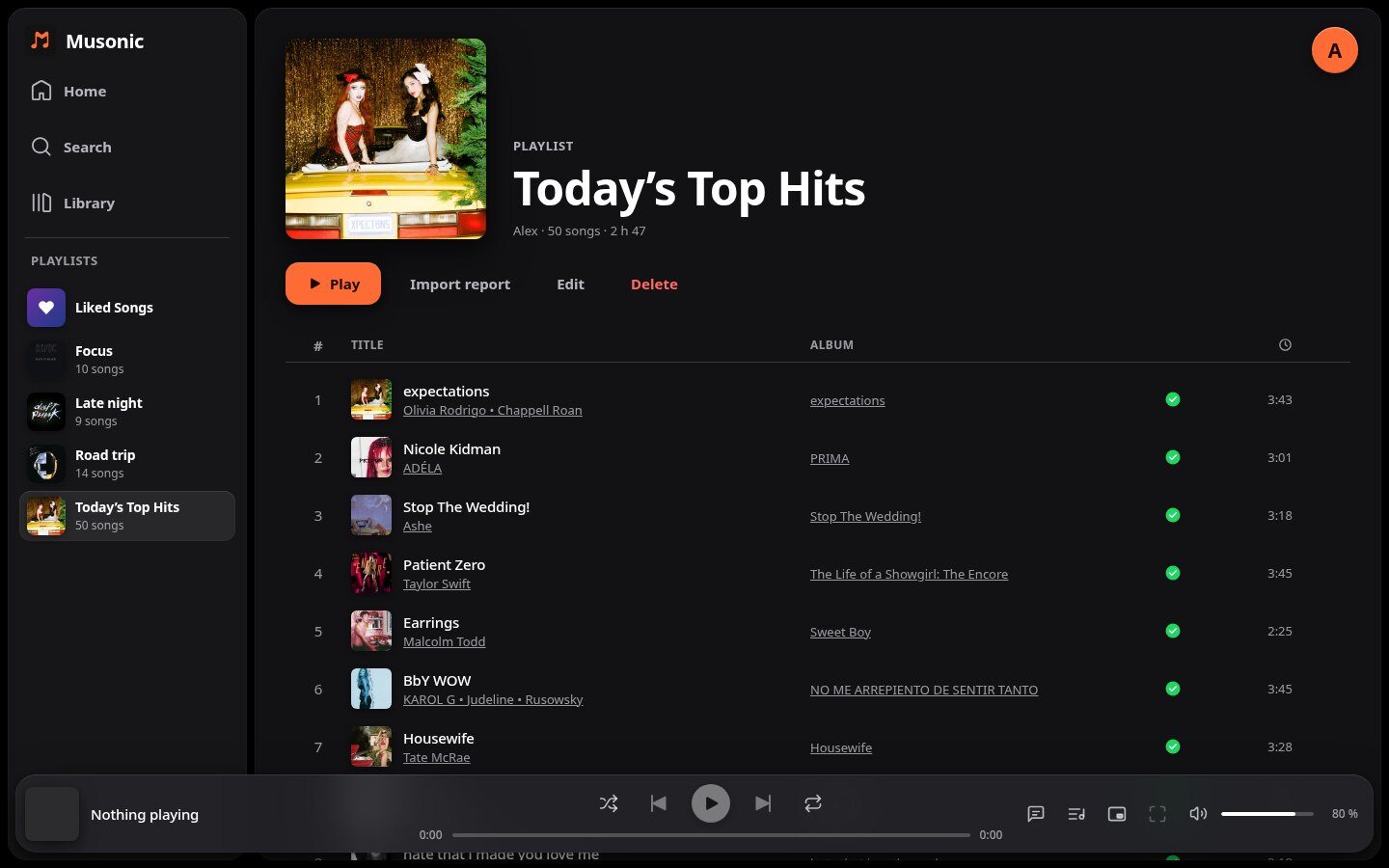 Imported playlist