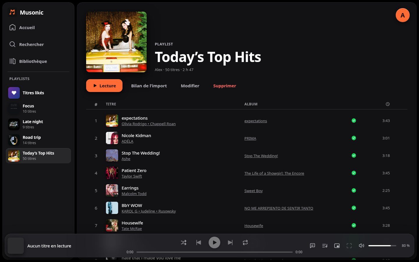 Imported playlist